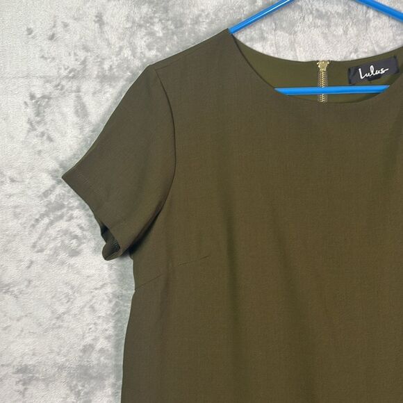 NWT New Lulus Army Green Midi Dress Zippered Back Fully Lined Size Medium - Picture 7 of 10